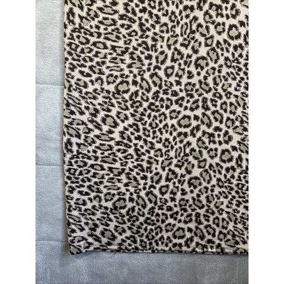 H&M Dress XL Brown Metallic Animal Print Midi Long Sleeve Cozy Knit Cheetah Boho - Picture 5 of 11